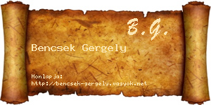 Bencsek Gergely névjegykártya